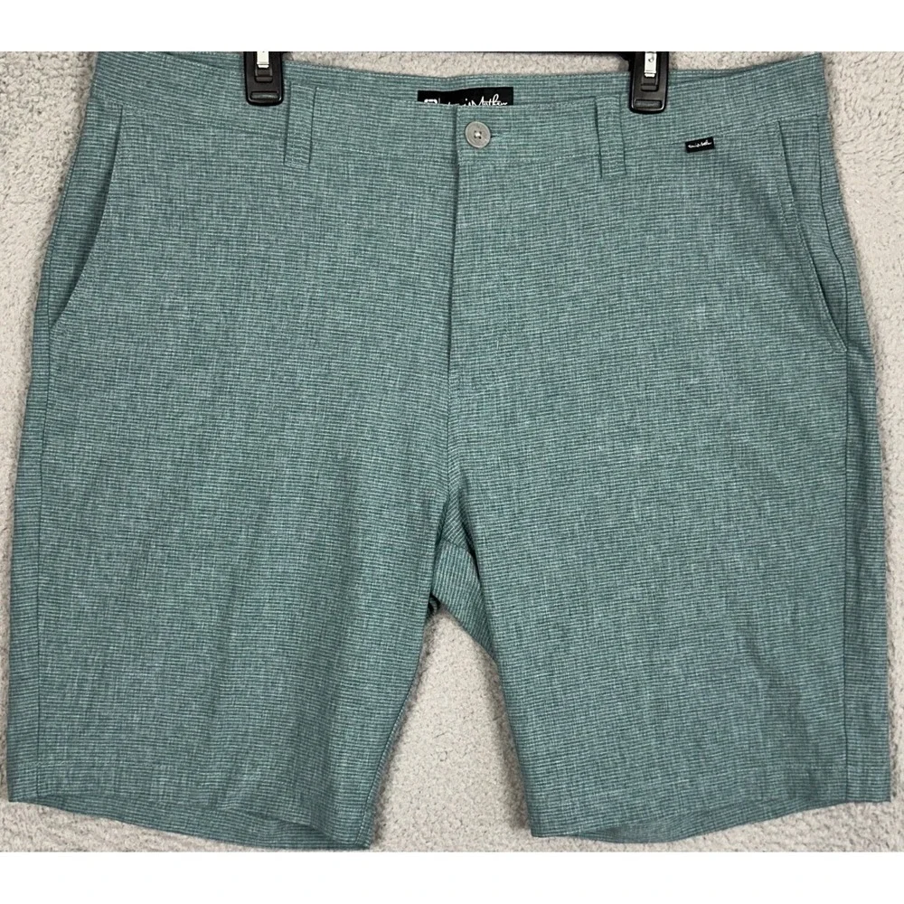 Travis Mathew Beck Shorts Mens 40 Teal Heather Golf Chino Performance Stretch